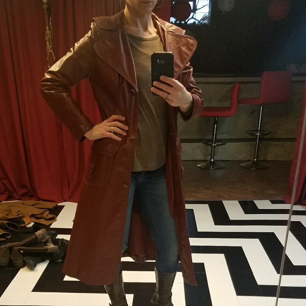 Vintage 70's hooded leather coat